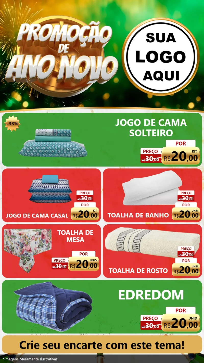 Modelo de TV para TV Vertical com o tema Promoção de Ano Novo para Cama, Mesa e Banho