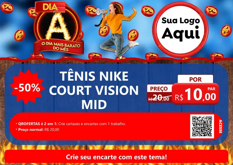 Modelo de Cartaz para Cartaz A4 Horizontal com o tema Dia A - O Dia Mais Barato Do Mês para Calçados
