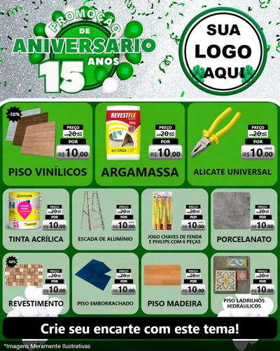 Modelo de Rede Social para Feed Instagram com o tema Promoção de Aniversário - 15 Anos para Material para Construção
