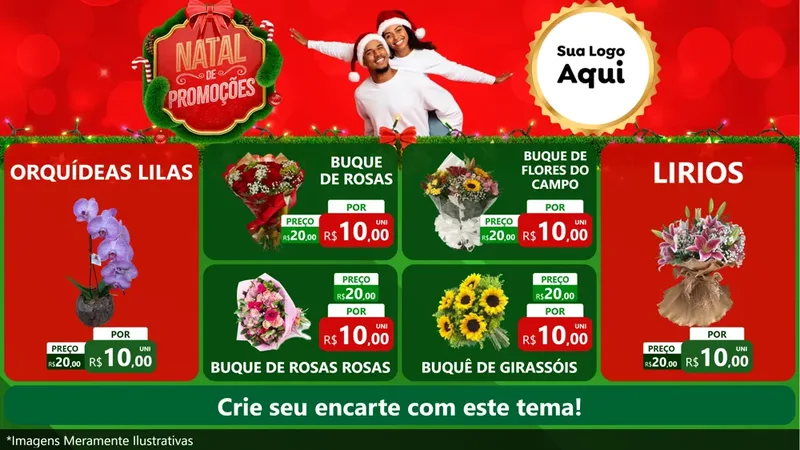 Modelo de TV para TV Horizontal com o tema Natal de Promoções para Floricultura e jardim