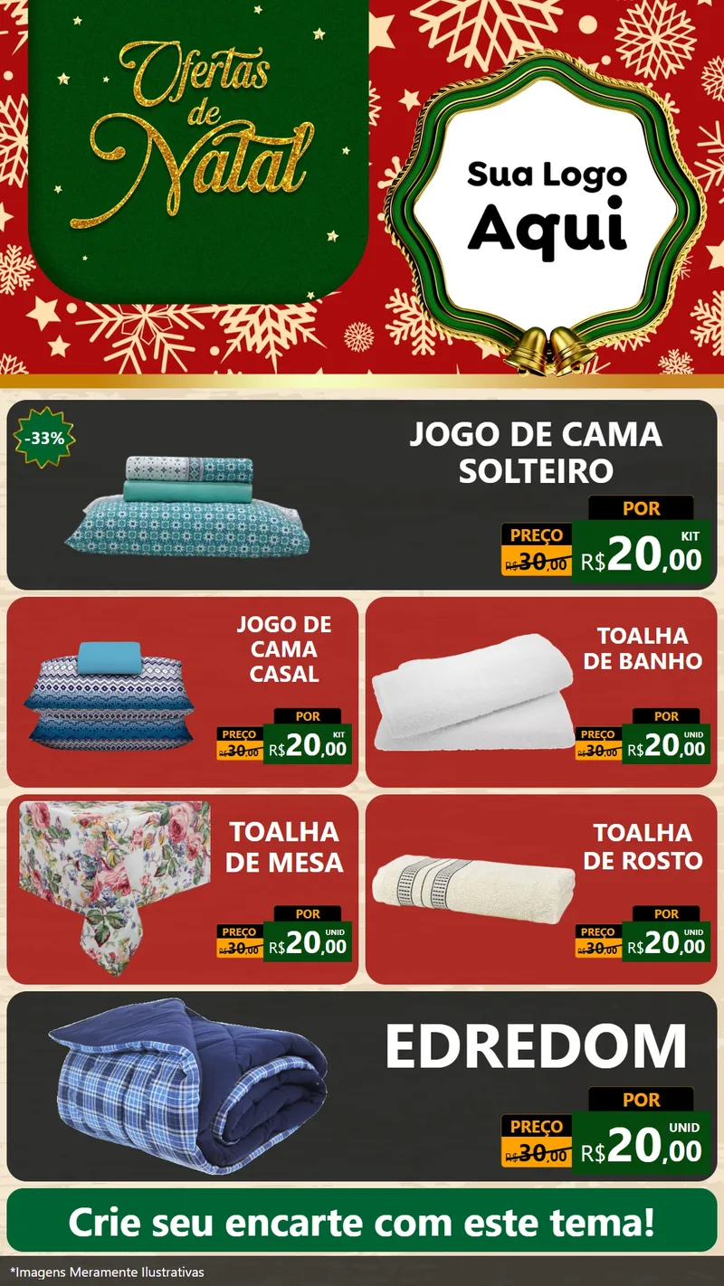 Modelo de TV para TV Vertical com o tema Natal de Ofertas para Cama, Mesa e Banho