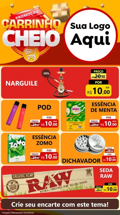 Modelo de TV para TV Vertical com o tema Promoção carrinho cheio para Tabacaria