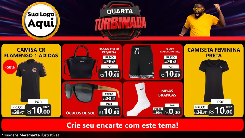 Modelo de TV para TV Horizontal com o tema Quarta Turbinada para Roupas e acessórios