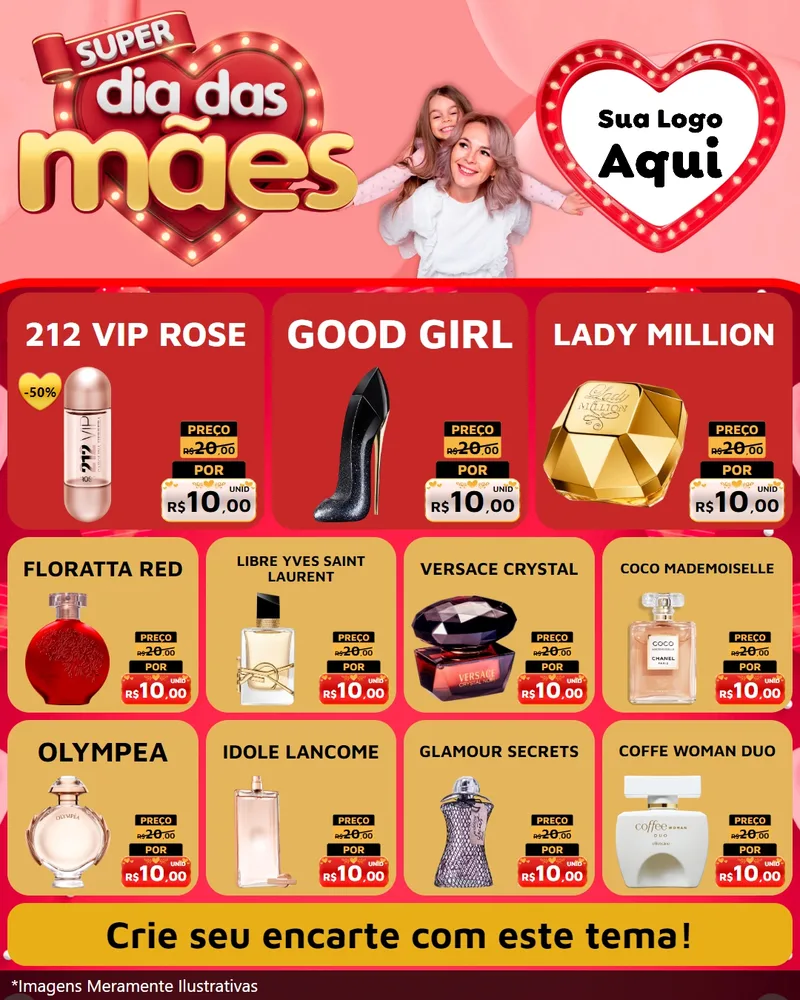 Modelo de Rede Social para Feed Instagram com o tema Super Dia Das Mães para Perfumes