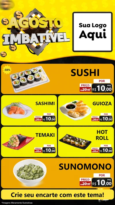 Modelo de TV para TV Vertical com o tema Agosto Imbatível para Comida japonesa