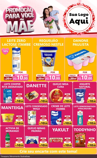 Modelo de Encarte para Encarte Grande com o tema Promoção Para Você Mãe para Frios e Laticínios