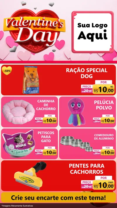 Modelo de TV para TV Vertical com o tema Valentine's Day para Pet Shop