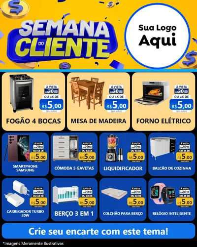 Modelo de Rede Social para Feed Instagram com o tema Semana do Cliente para Móveis e Eletro