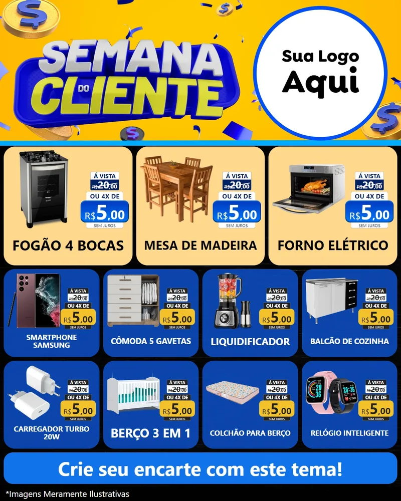 Modelo de Rede Social para Feed Instagram com o tema Semana do Cliente para Móveis e Eletro