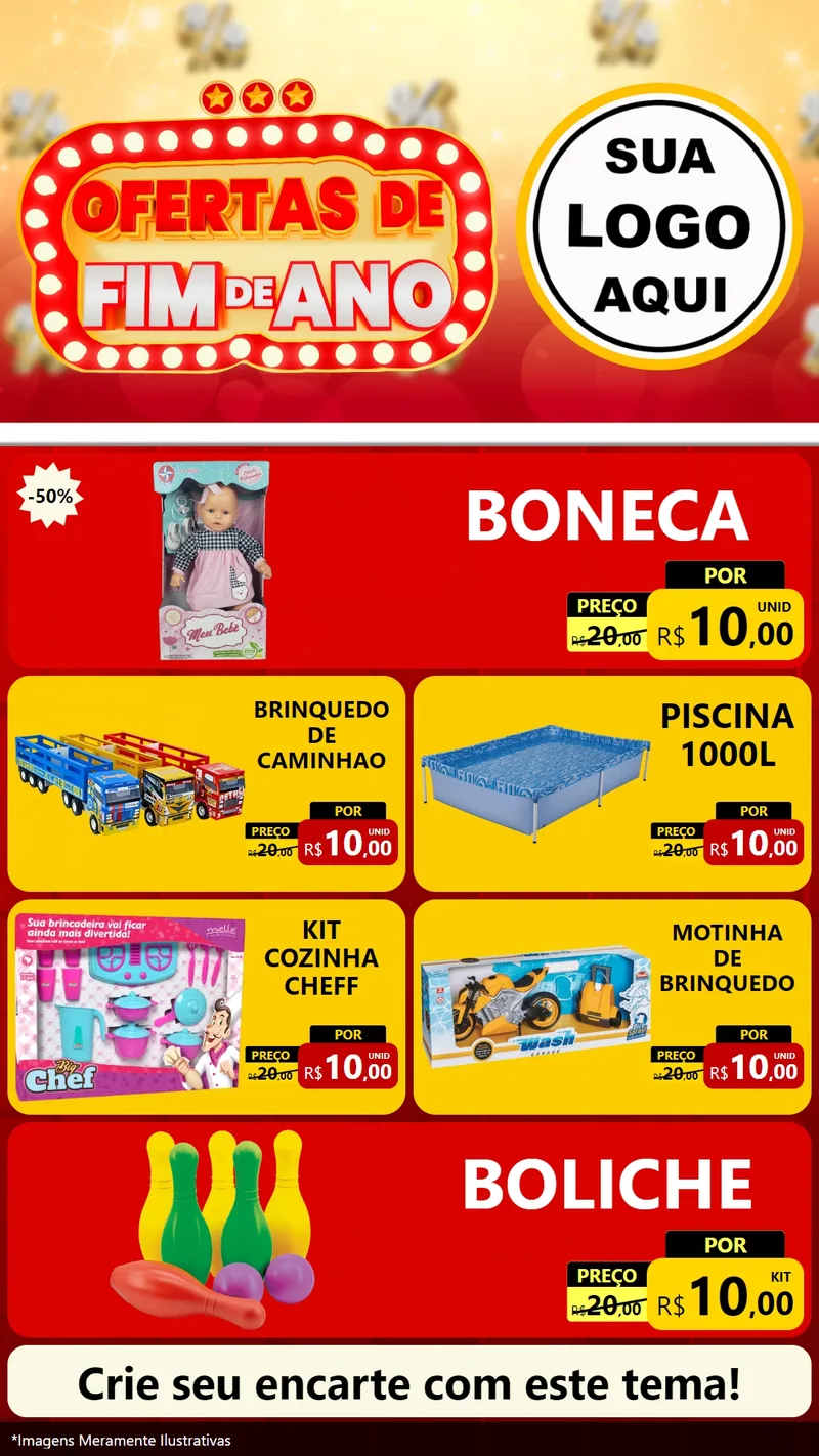Modelo de TV para TV Vertical com o tema Ofertas de Fim de Ano para Brinquedos