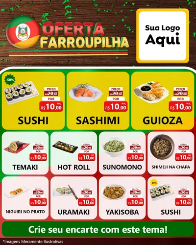 Modelo de Rede Social para Feed Instagram com o tema Oferta Farroupilha para Comida japonesa