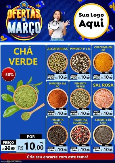 Modelo de Encarte para Encarte A4 Vertical com o tema Ofertas de Março para Produtos Naturais