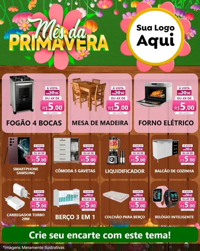 Modelo de Rede Social para Feed Instagram com o tema Mês da Primavera para Móveis e Eletro