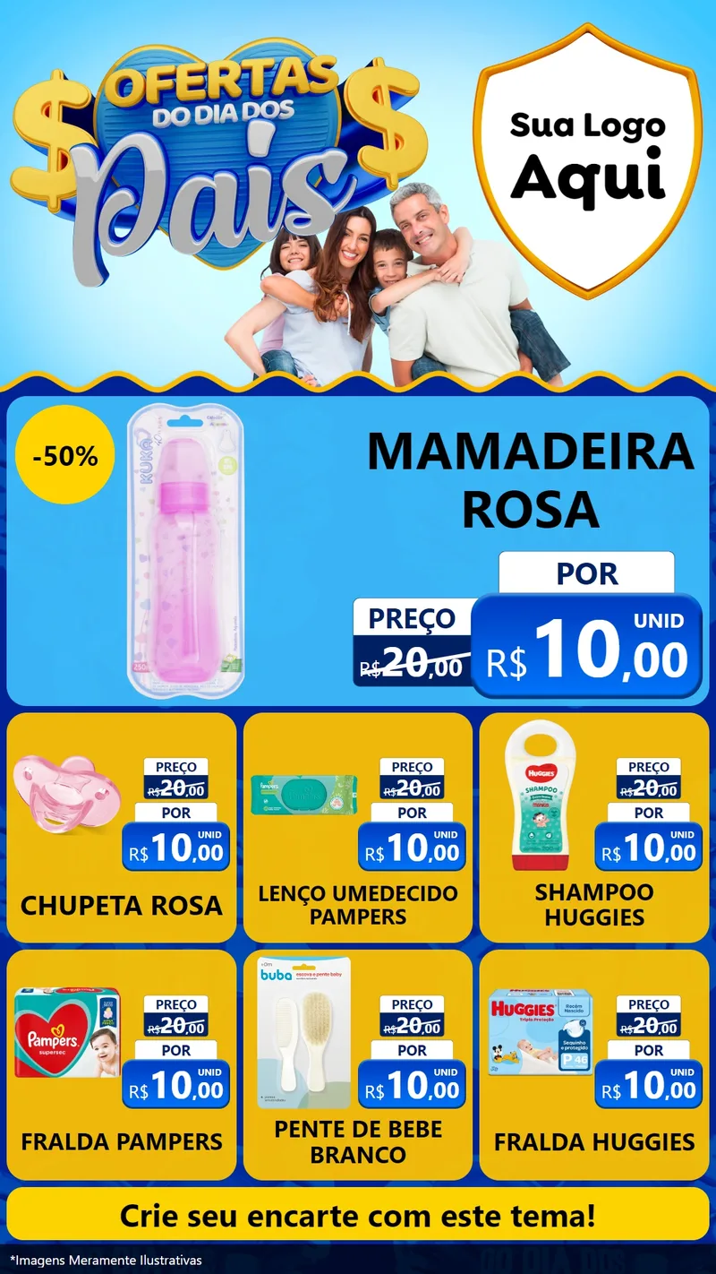 Modelo de Rede Social para Stories com o tema Ofertas do Dia dos Pais para Bebês