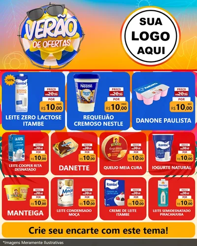 Modelo de Rede Social para Feed Instagram com o tema Verão de Ofertas para Frios e Laticínios