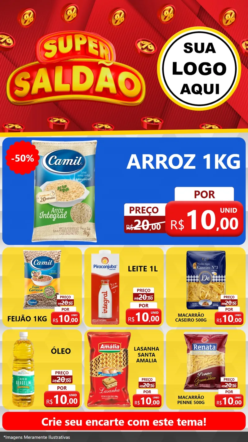 Modelo de Rede Social para Stories com o tema Super Saldão para Supermercado
