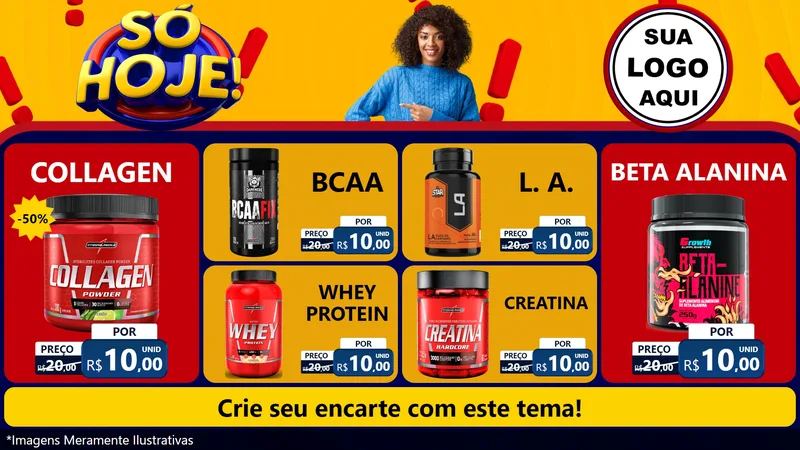 Modelo de TV para TV Horizontal com o tema Só Hoje! para Suplementos alimentares