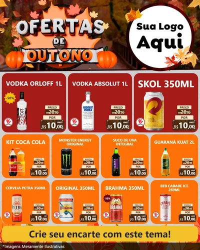 Modelo de Rede Social para Feed Instagram com o tema Ofertas de Outono para Distribuidora de bebidas
