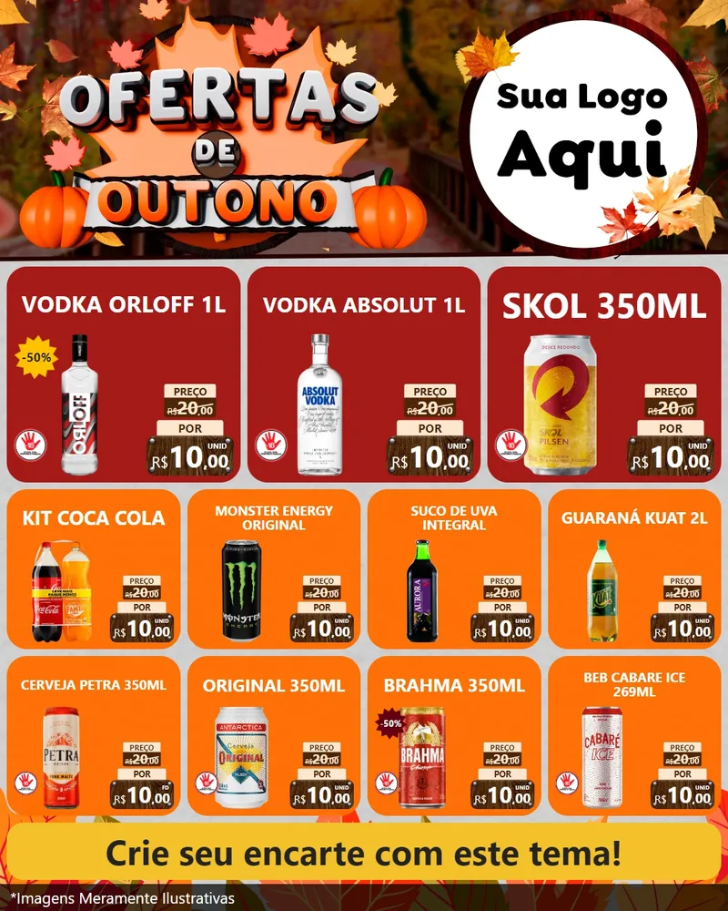 Modelo de Rede Social para Feed Instagram com o tema Ofertas de Outono para Distribuidora de bebidas