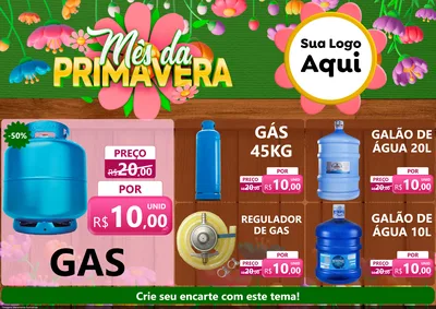 Modelo de Encarte para Encarte A4 Horizontal com o tema Mês da Primavera para Água e gás