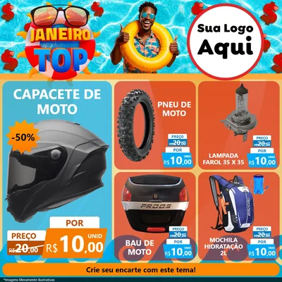 Modelo de Rede Social para Feed Facebook com o tema Janeiro Top para Moto peças