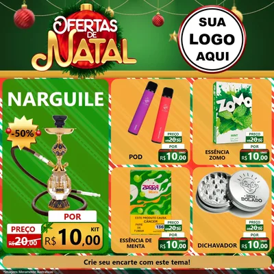 Modelo de Rede Social para Feed Facebook com o tema Ofertas de Natal para Tabacaria