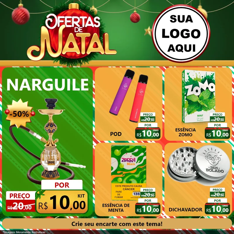 Modelo de Rede Social para Feed Facebook com o tema Ofertas de Natal para Tabacaria