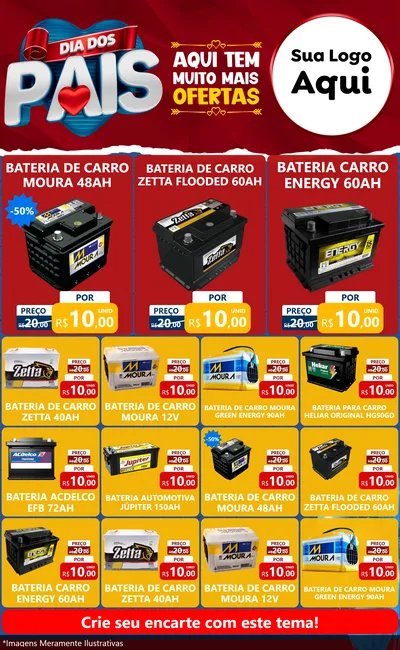 Modelo de Encarte para Encarte Grande com o tema Dia dos Pais para Baterias Elétricas