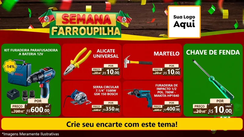 Modelo de TV para TV Horizontal com o tema Semana Farroupilha para Maquinas e Ferramentas