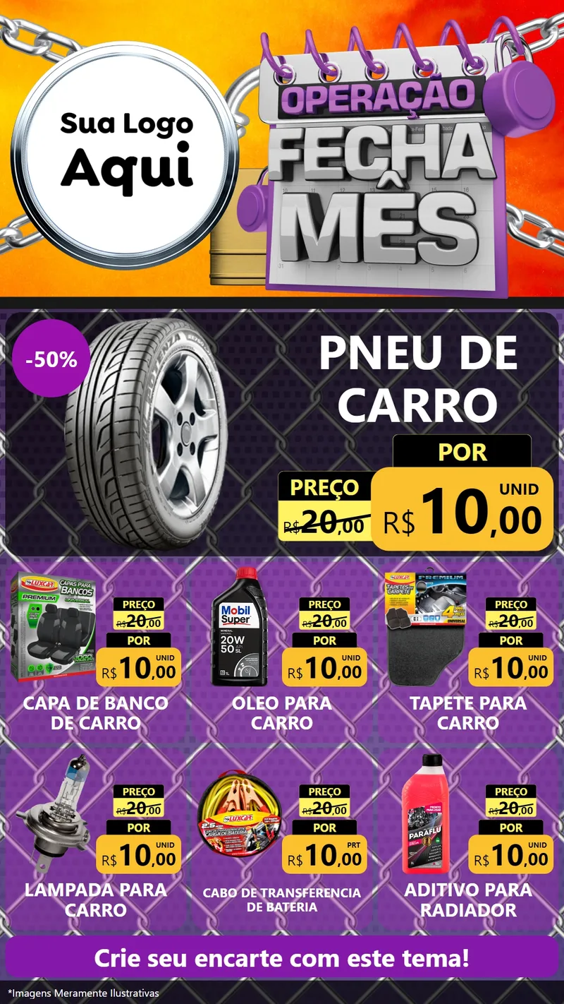 Modelo de Rede Social para Stories com o tema Operação Fecha Mês para Auto peças