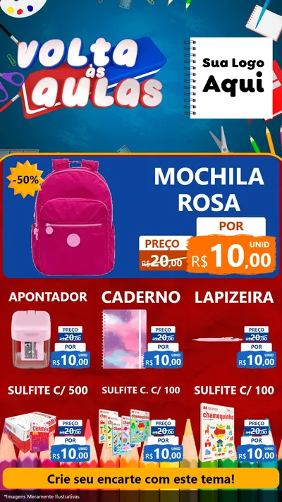 Modelo de Rede Social para Stories com o tema Volta Às Aulas para Papelaria