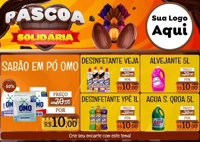 Modelo de Encarte para Encarte A4 Horizontal com o tema Páscoa Solidária para Produtos de Limpeza