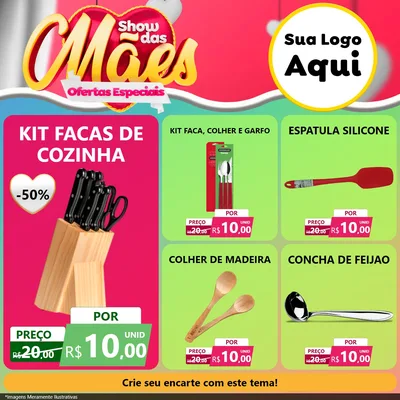 Modelo de Rede Social para Feed Facebook com o tema Show das Mães - Ofertas Especiais para Utilidades Domésticas