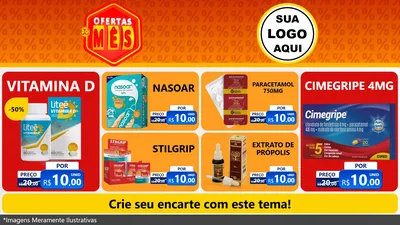 Modelo de TV para TV Horizontal com o tema Ofertas do Mês para Farmácia