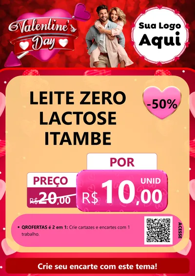 Modelo de Cartaz para Cartaz A4 Vertical com o tema Valentine's Day para Frios e Laticínios