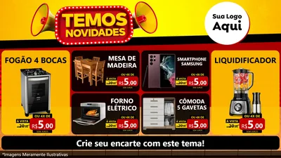 Modelo de TV para TV Horizontal com o tema Temos Novidades para Móveis e Eletro