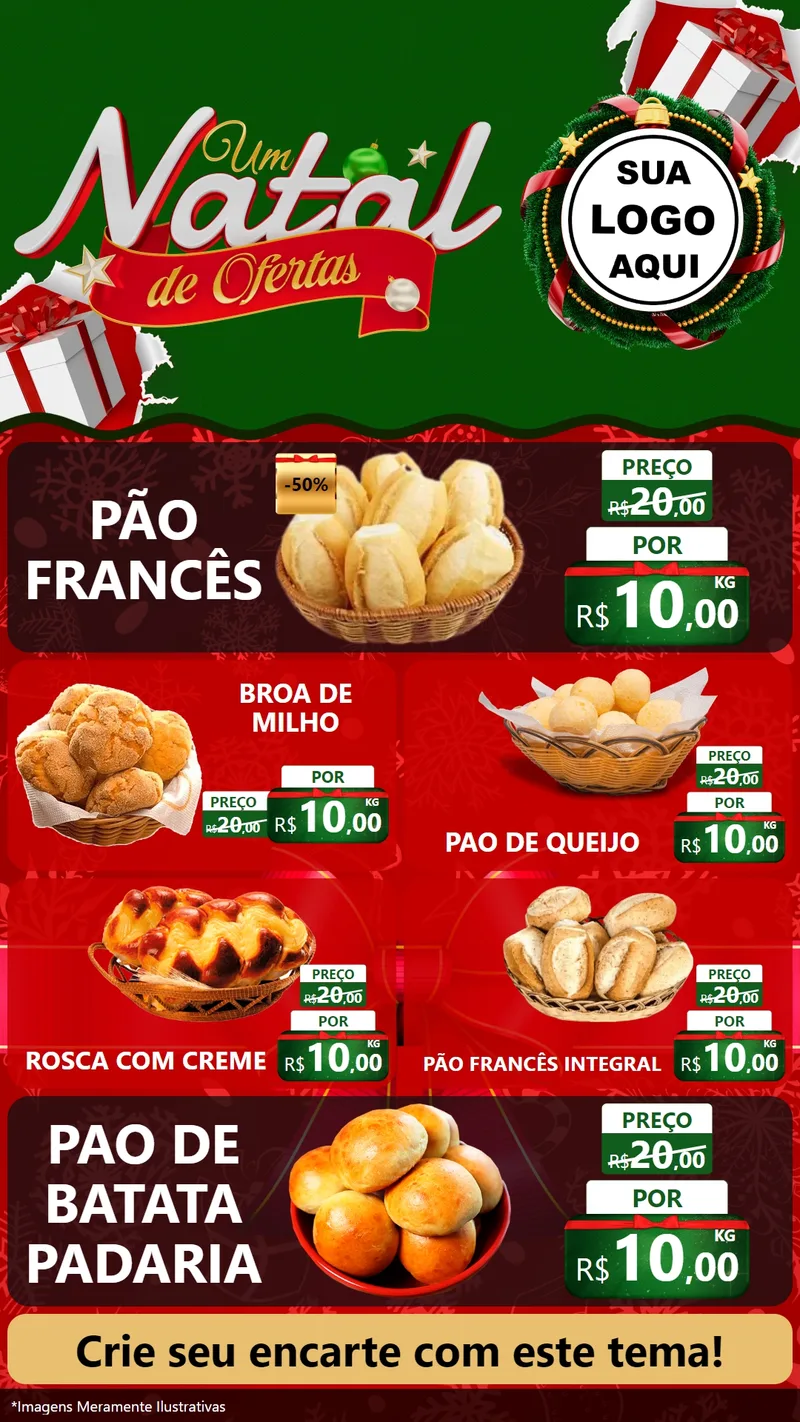 Modelo de TV para TV Vertical com o tema Um Natal de Ofertas para Padaria