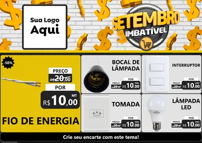 Modelo de Encarte para Encarte A4 Horizontal com o tema Setembro Imbatível para Materiais Elétricos