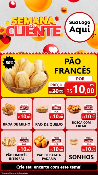 Modelo de Rede Social para Stories com o tema Semana do Cliente para Padaria