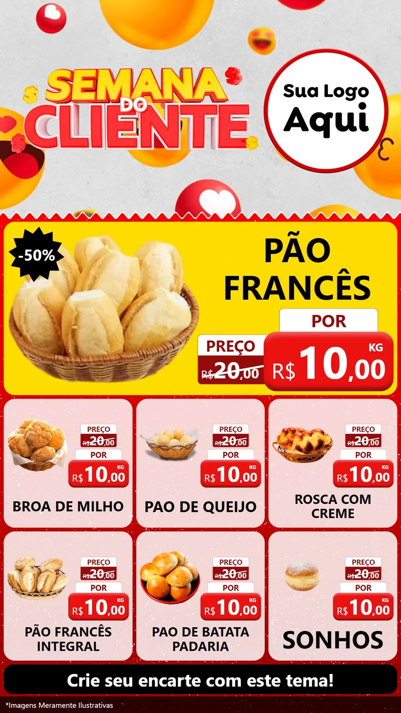 Modelo de Rede Social para Stories com o tema Semana do Cliente para Padaria