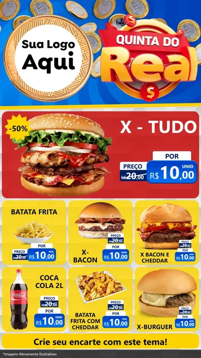 Modelo de Rede Social para Stories com o tema Quinta do Real para Hamburgueria