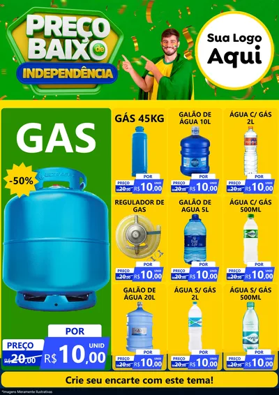 Modelo de Encarte para Encarte A4 Vertical com o tema Preço Baixo de Independência para Água e gás