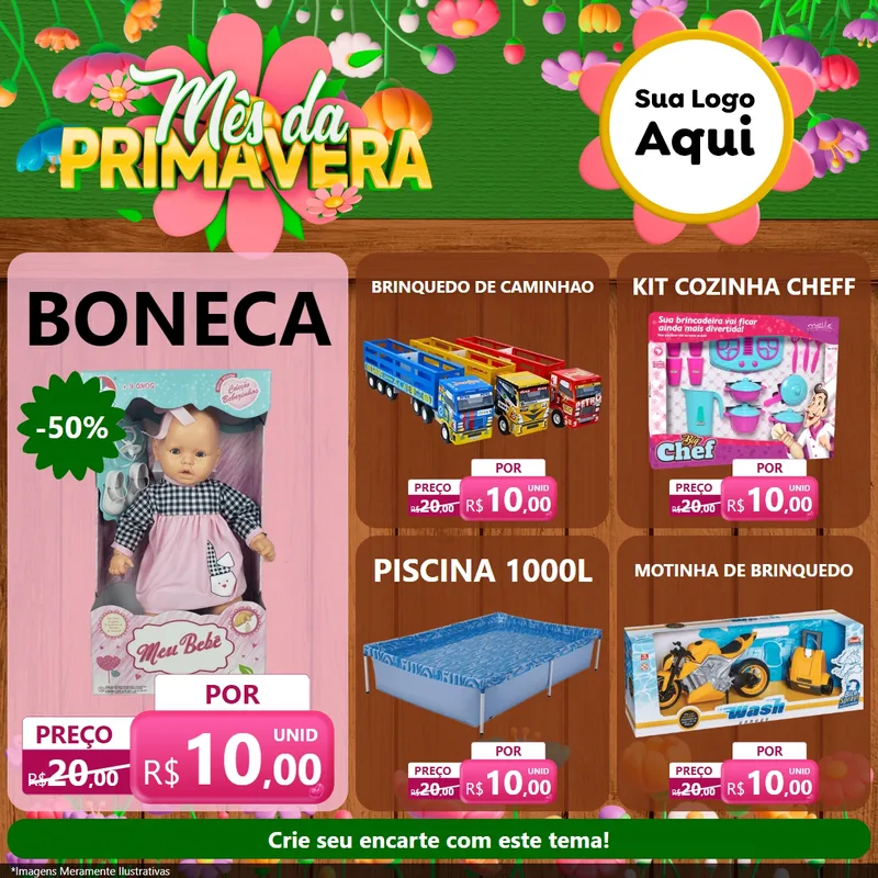 Modelo de Rede Social para Feed Facebook com o tema Mês da Primavera para Brinquedos