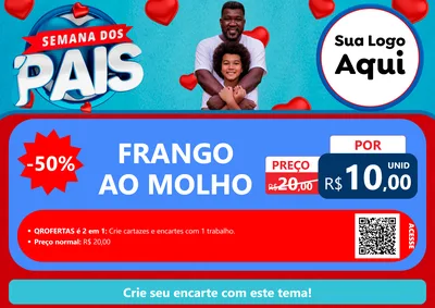 Modelo de Cartaz para Cartaz A4 Horizontal com o tema Semana Dos Pais para Restaurante