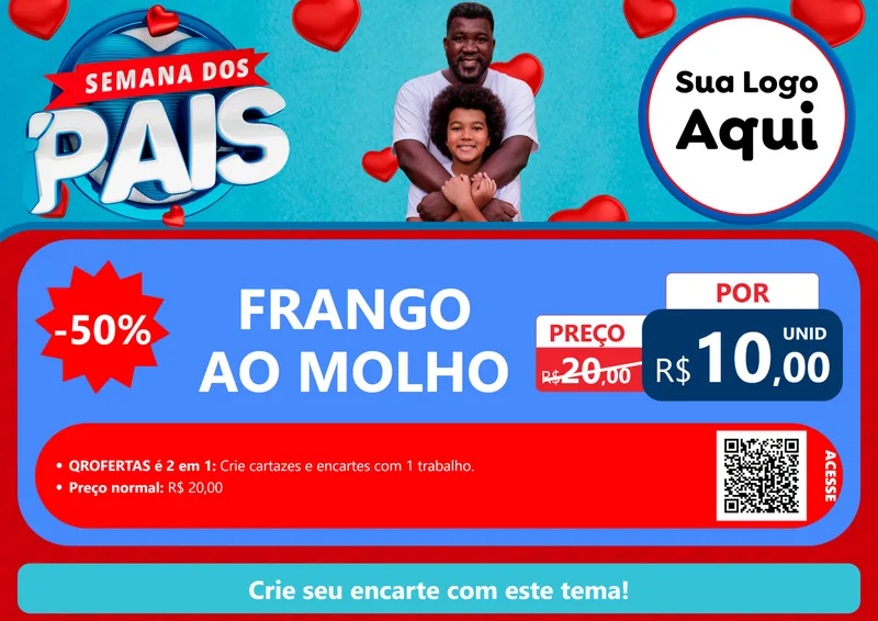 Modelo de Cartaz para Cartaz A4 Horizontal com o tema Semana Dos Pais para Restaurante