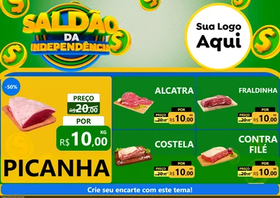 Modelo de Encarte para Encarte A4 Horizontal com o tema Saldão da Indepêndencia para Açougue