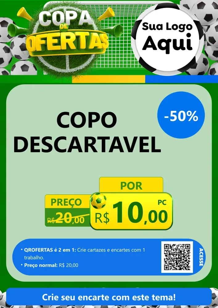 Modelo de Cartaz para Cartaz A4 Vertical com o tema Copa De Ofertas para Embalagens
