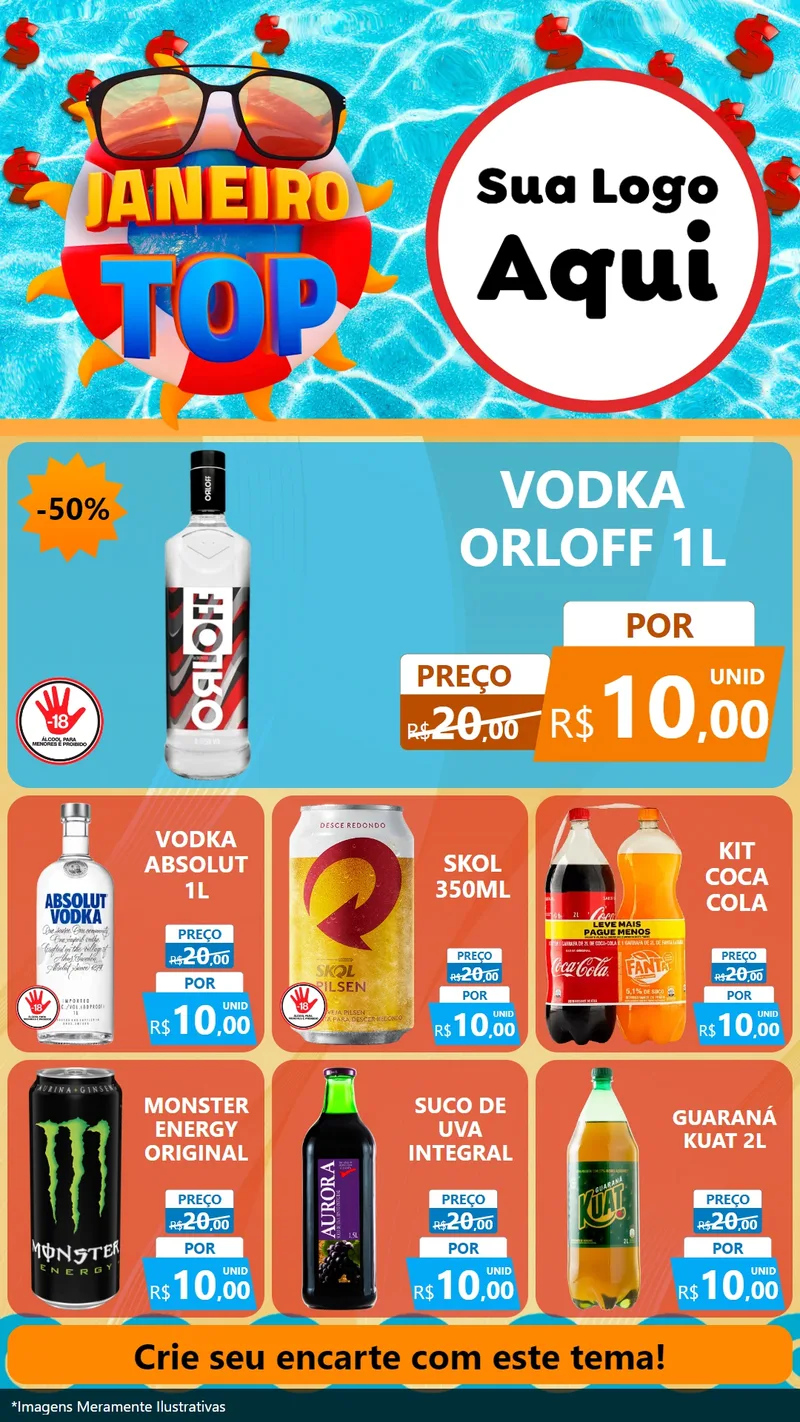 Modelo de Rede Social para Stories com o tema Janeiro Top para Distribuidora de bebidas