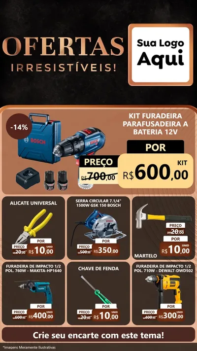 Modelo de Rede Social para Stories com o tema Ofertas Irresistíveis! para Maquinas e Ferramentas
