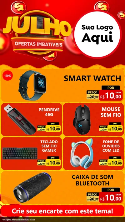 Modelo de TV para TV Vertical com o tema Julho Ofertas Imbatíveis para Informática